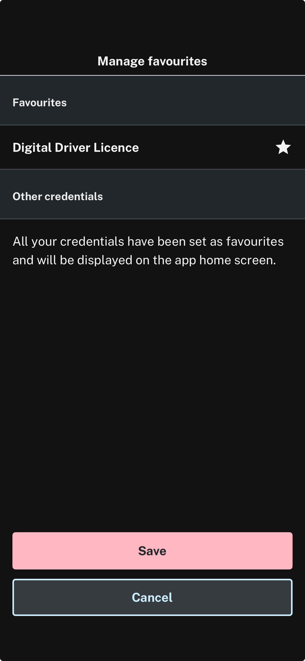Manage favourites